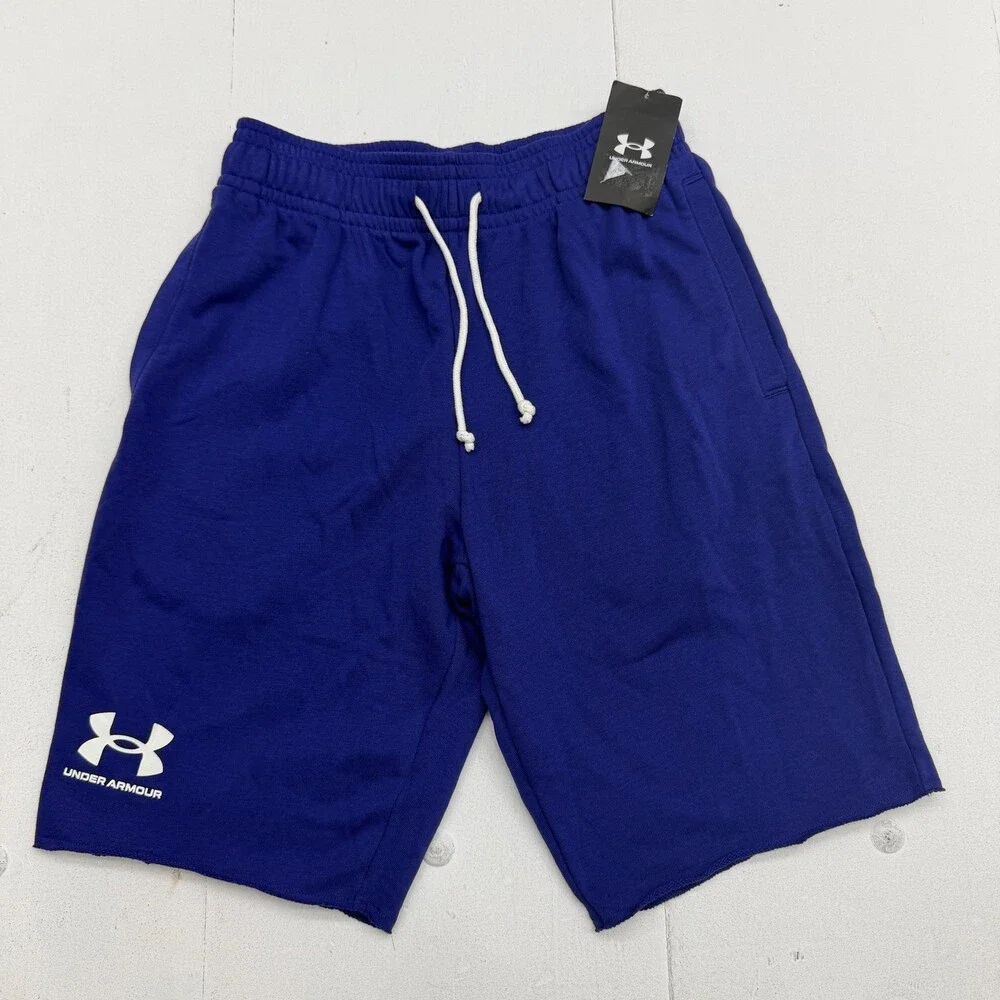 Under Armour Sweat Shorts Mens Small Blue 10 Inch Inseam Rival Terry NWT